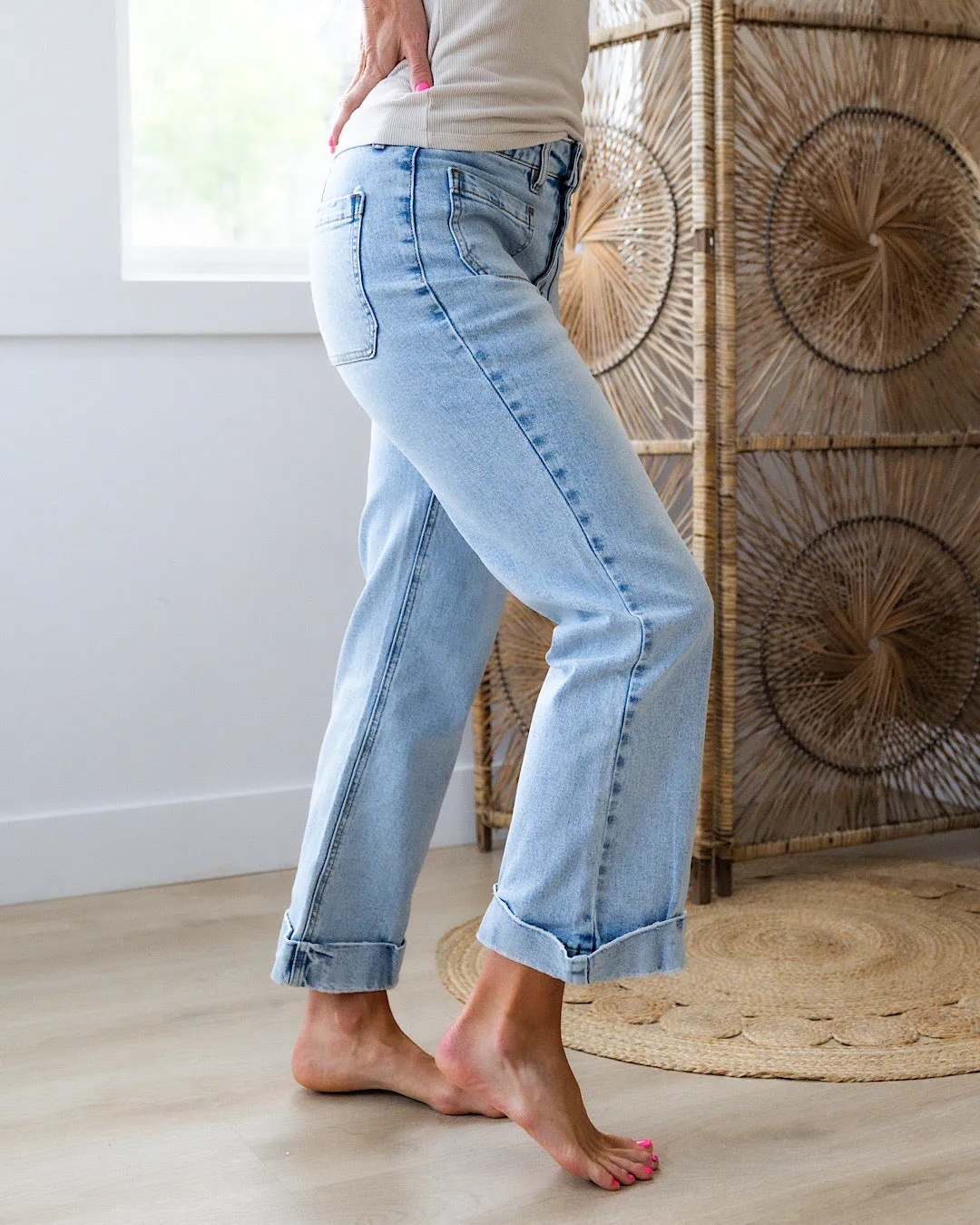 KanCan Isabella Rolled Hem Crop Flare Jeans