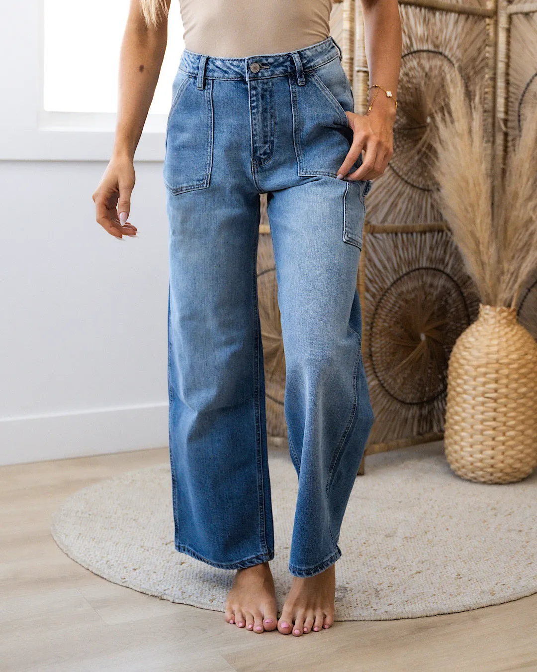 KanCan Jenna Wide Leg Cargo Jeans