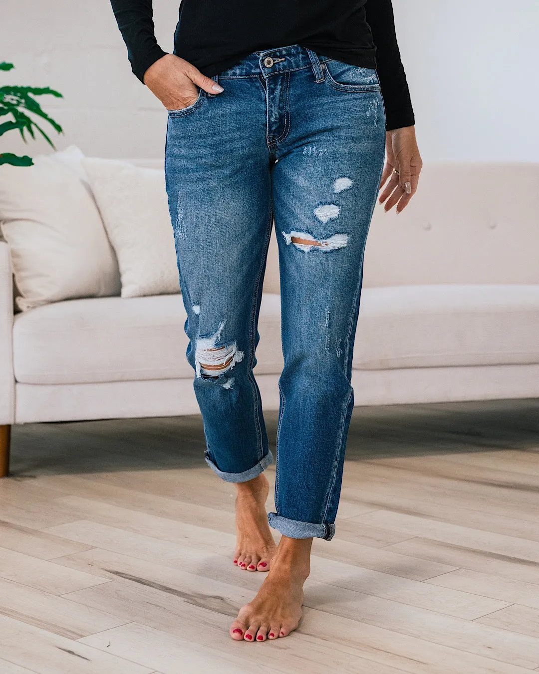 KanCan Recognize Anywhere Distressed Boyfriend Jeans