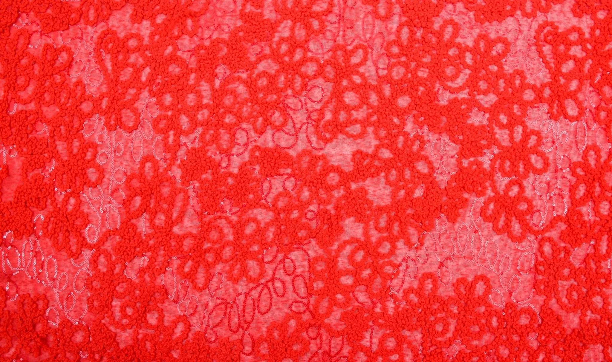 Knit Single Jersey Flamme Cord & Sequine Embroidery Fabric