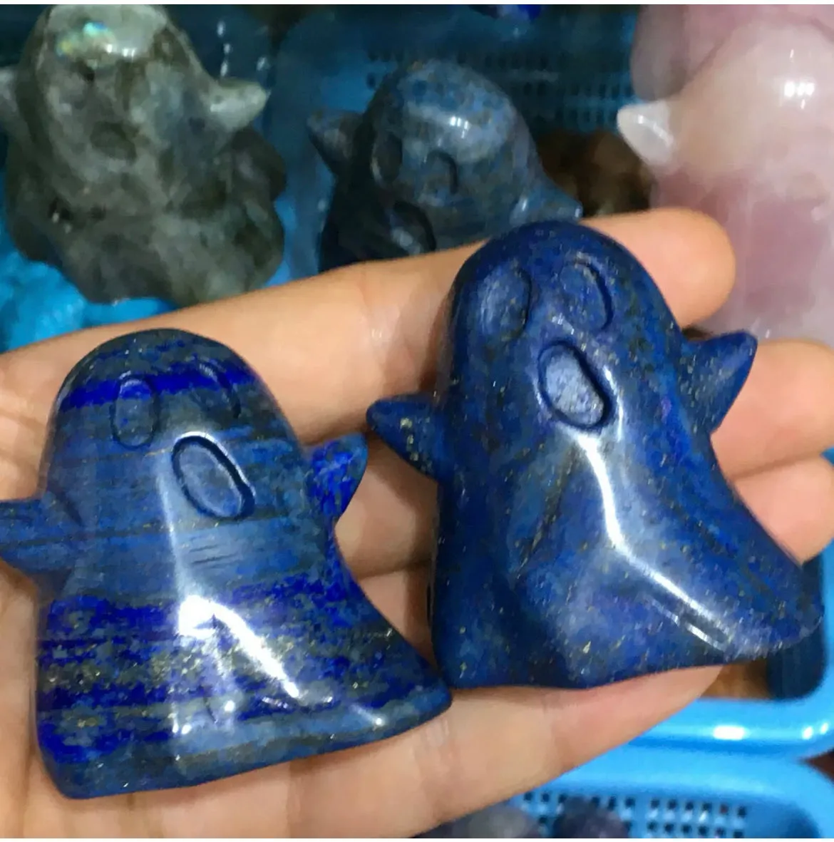 Lapis Lazuli gemstone carved Ghosts