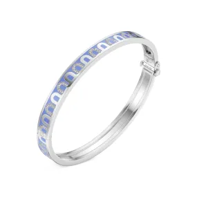 L'Arc de DAVIDOR Bangle PM, 18k White Gold with Lacquered Ceramic and Colonnato Diamonds