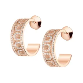 L'Arc de DAVIDOR Creole Earring PM, 18k Rose Gold with Satin Finish and Palais Diamonds