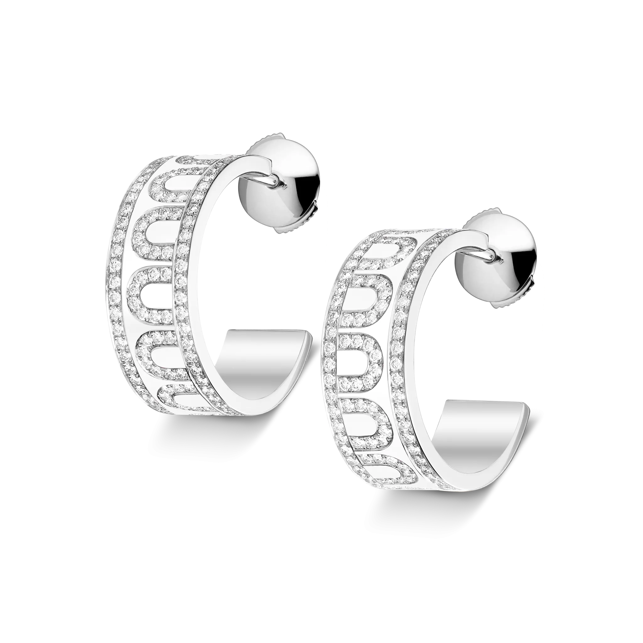 L'Arc de DAVIDOR Creole Earring PM, 18k White Gold with Lacquered Ceramic and Palais Diamonds