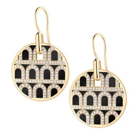 L'Arc de DAVIDOR Pendant Earring GM, 18k Yellow Gold with Lacquered Ceramic and Palais Diamonds