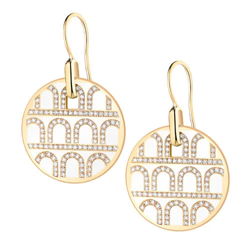 L'Arc de DAVIDOR Pendant Earring GM, 18k Yellow Gold with Lacquered Ceramic and Palais Diamonds