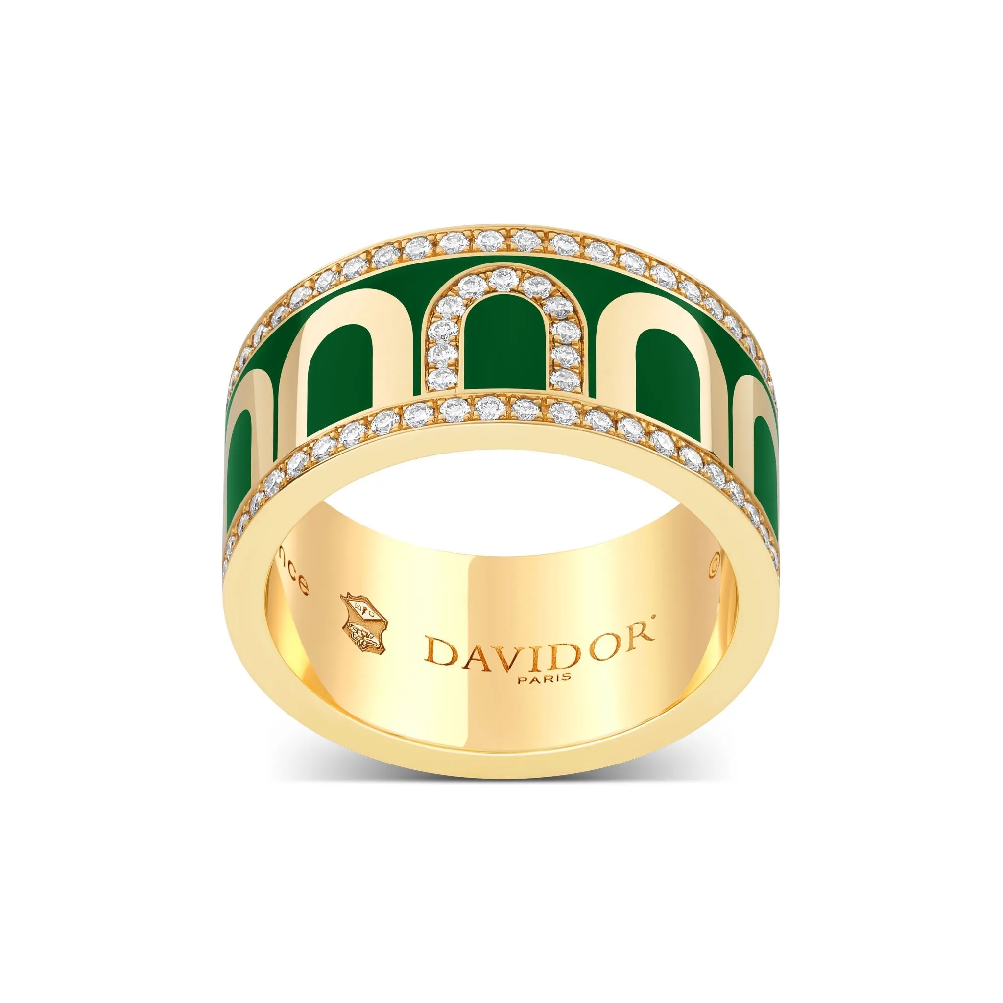 L'Arc de DAVIDOR Ring GM, 18k Yellow Gold with Palais Royal Lacquered Ceramic and Porta Diamonds