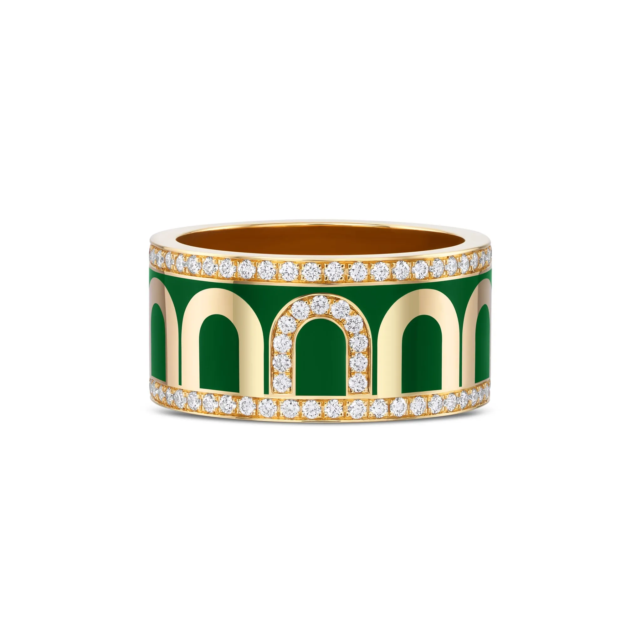 L'Arc de DAVIDOR Ring GM, 18k Yellow Gold with Palais Royal Lacquered Ceramic and Porta Diamonds