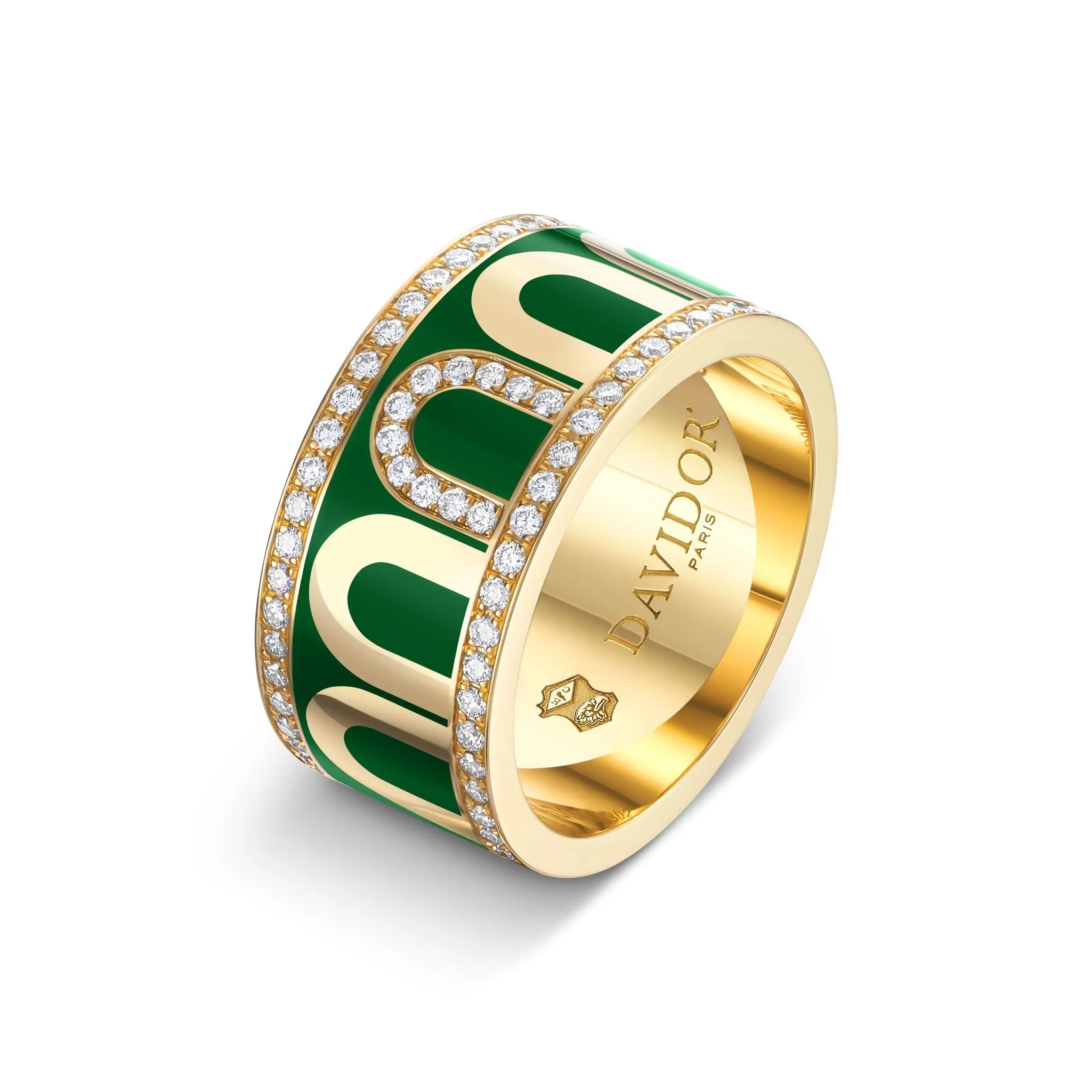 L'Arc de DAVIDOR Ring GM, 18k Yellow Gold with Palais Royal Lacquered Ceramic and Porta Diamonds