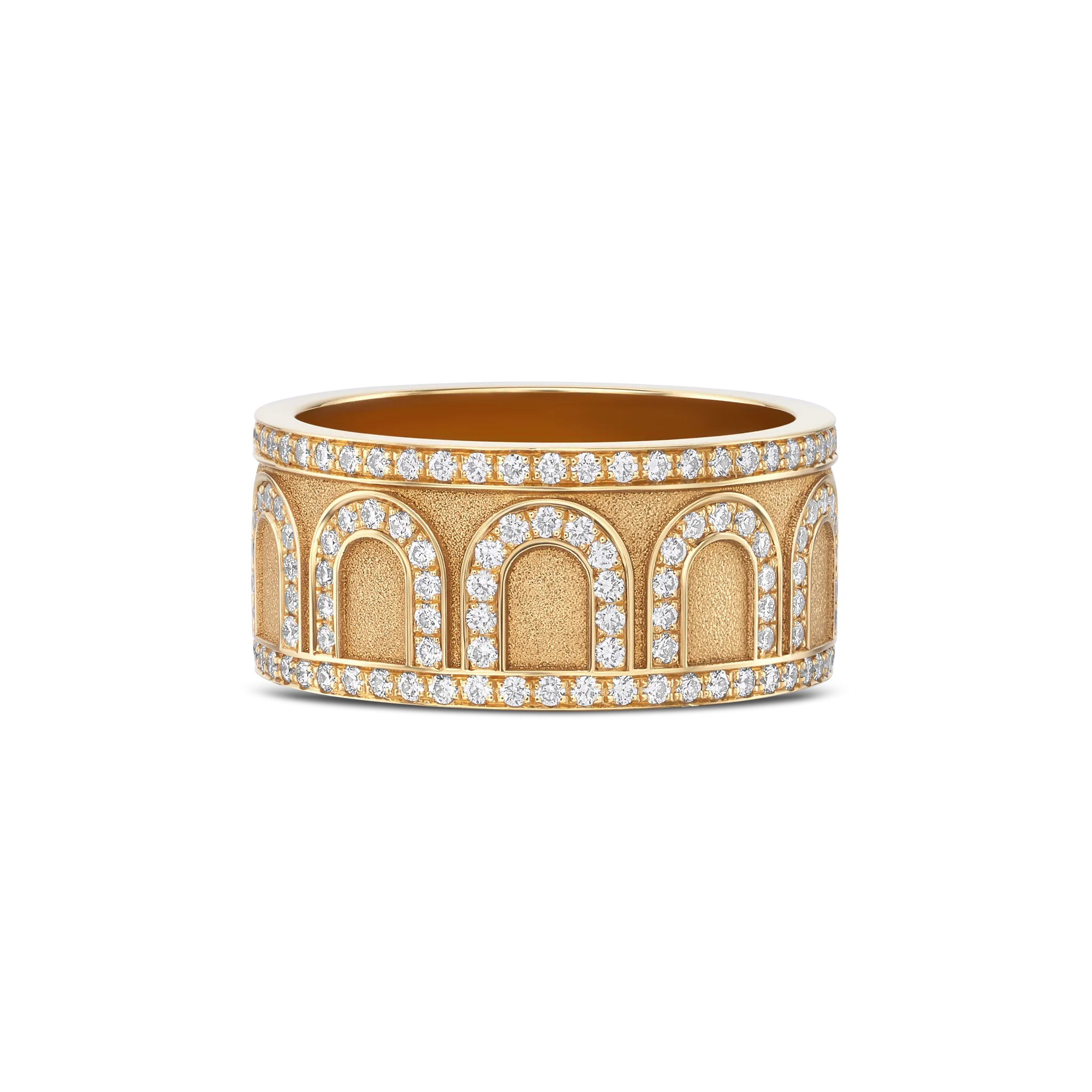 L'Arc de DAVIDOR Ring GM, 18k Yellow Gold with Satin Finish and Palais Diamonds