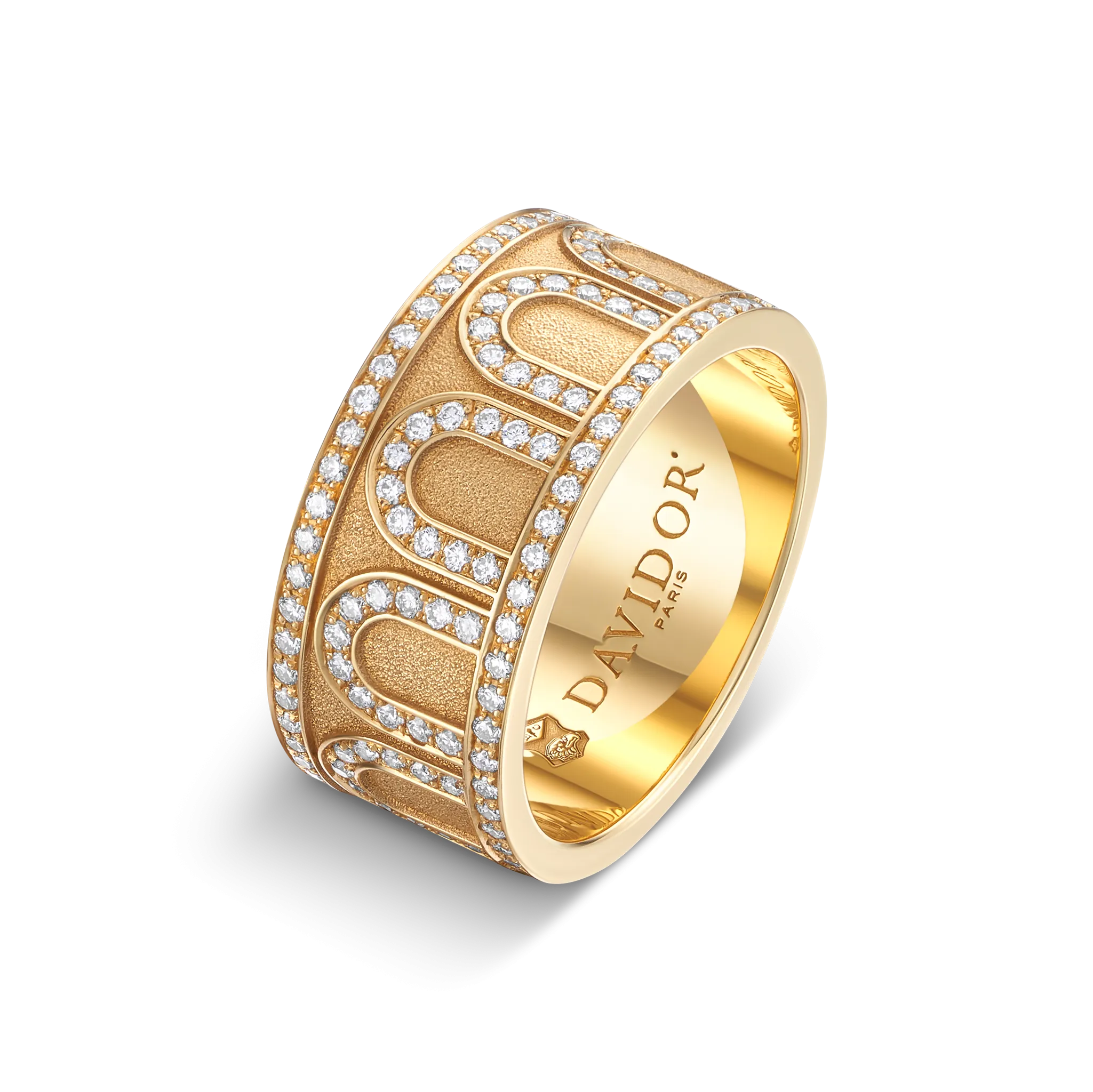 L'Arc de DAVIDOR Ring GM, 18k Yellow Gold with Satin Finish and Palais Diamonds