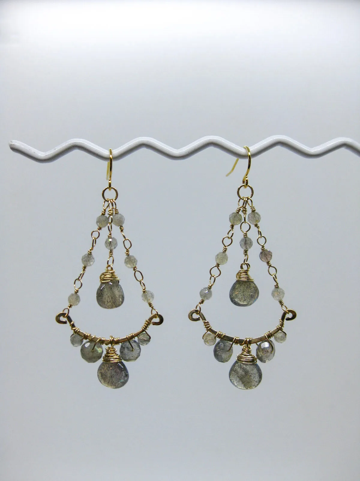 Lavender: Labradorite Chandelier Earrings - e585