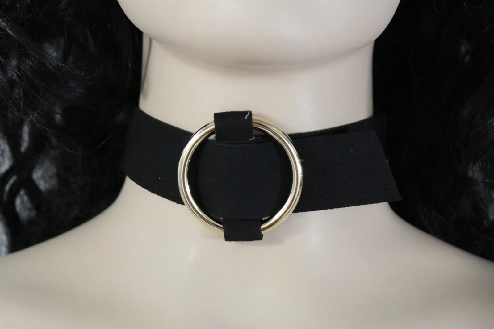 Leather Fabric Choker Necklace Ring