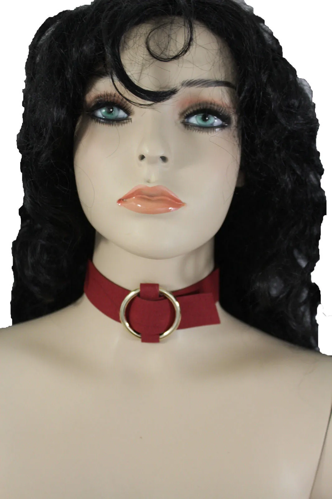 Leather Fabric Choker Necklace Ring