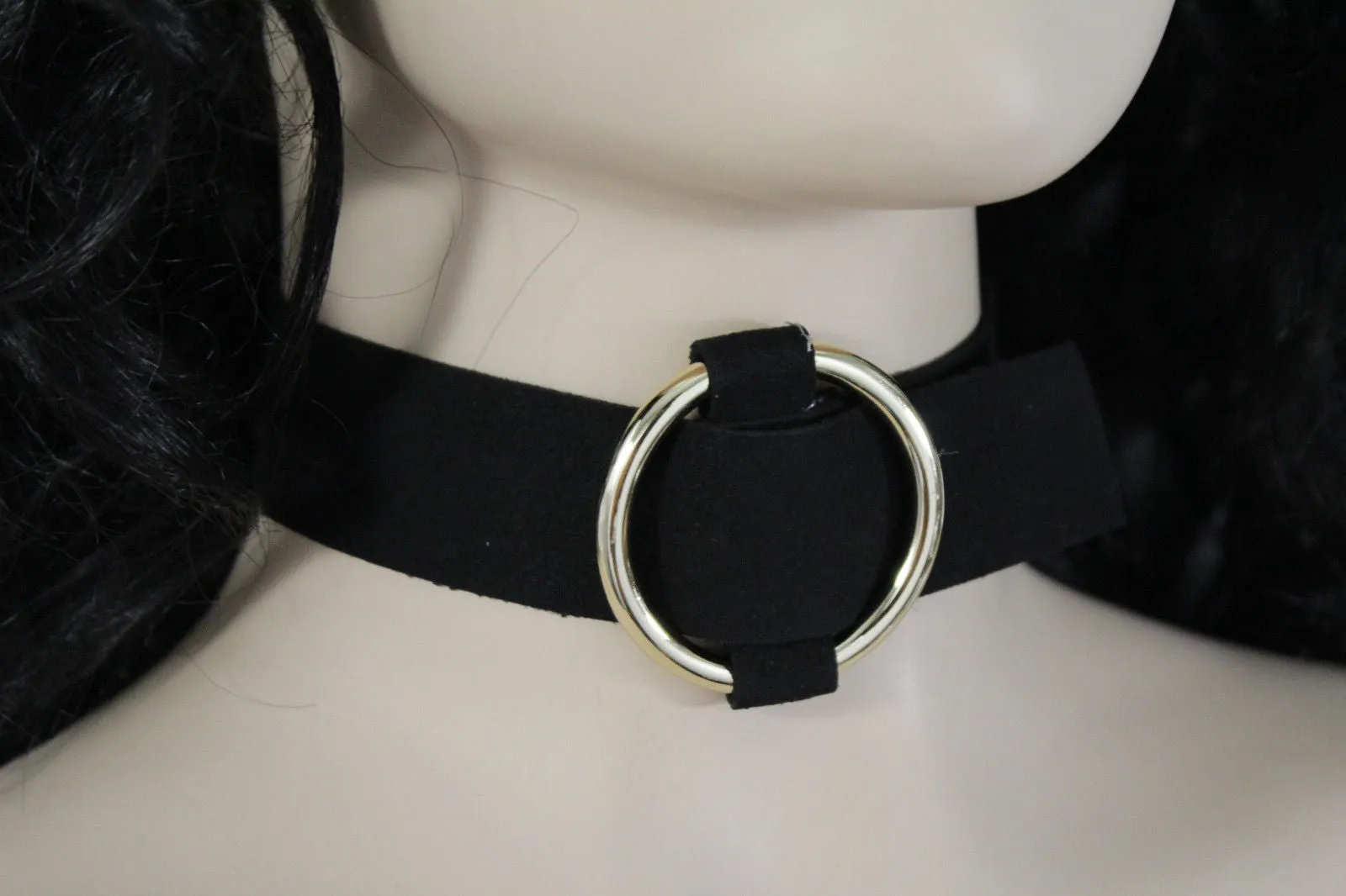 Leather Fabric Choker Necklace Ring