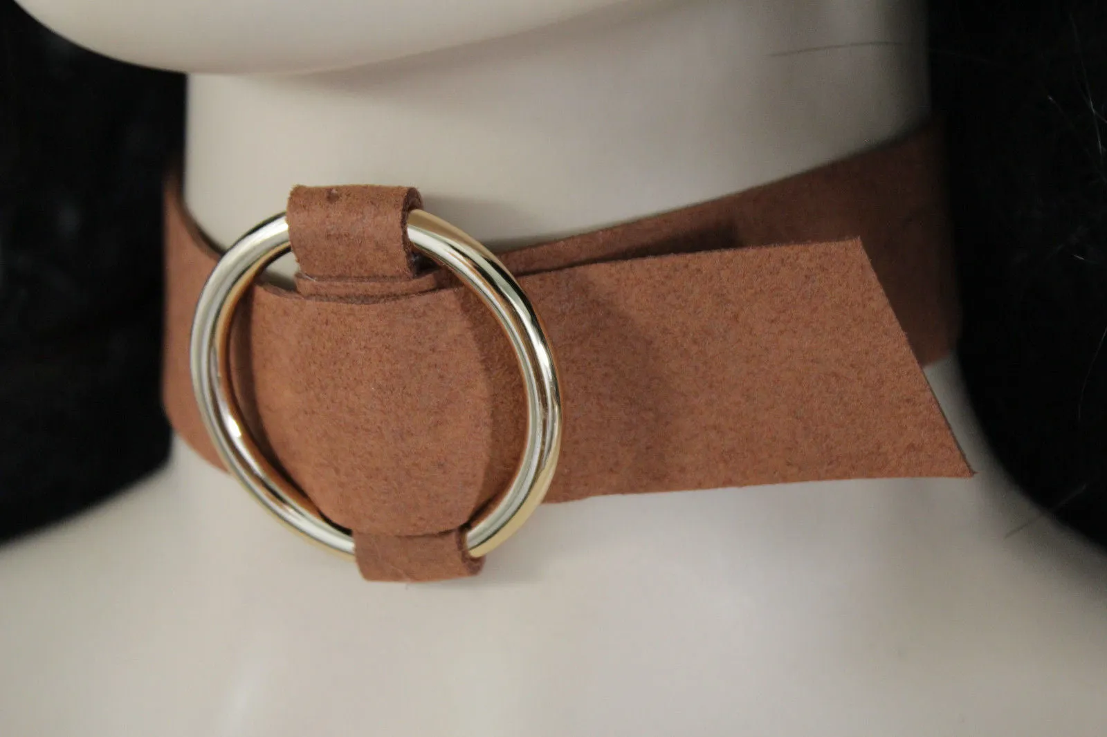 Leather Fabric Choker Necklace Ring