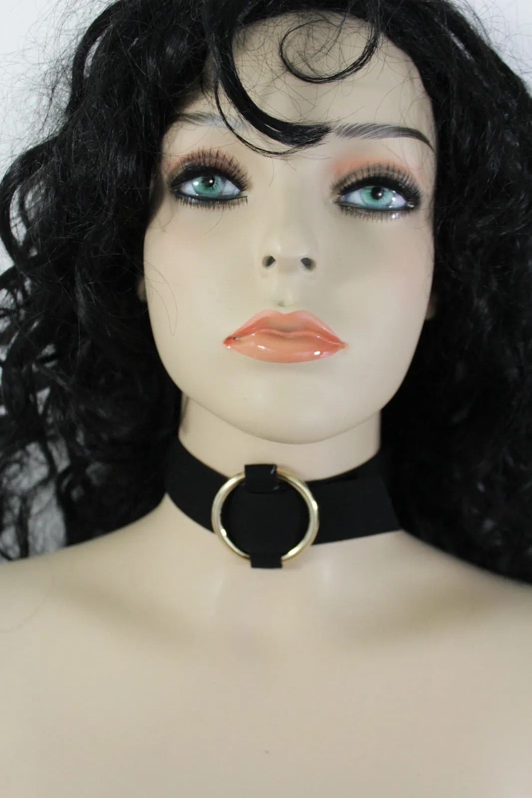 Leather Fabric Choker Necklace Ring