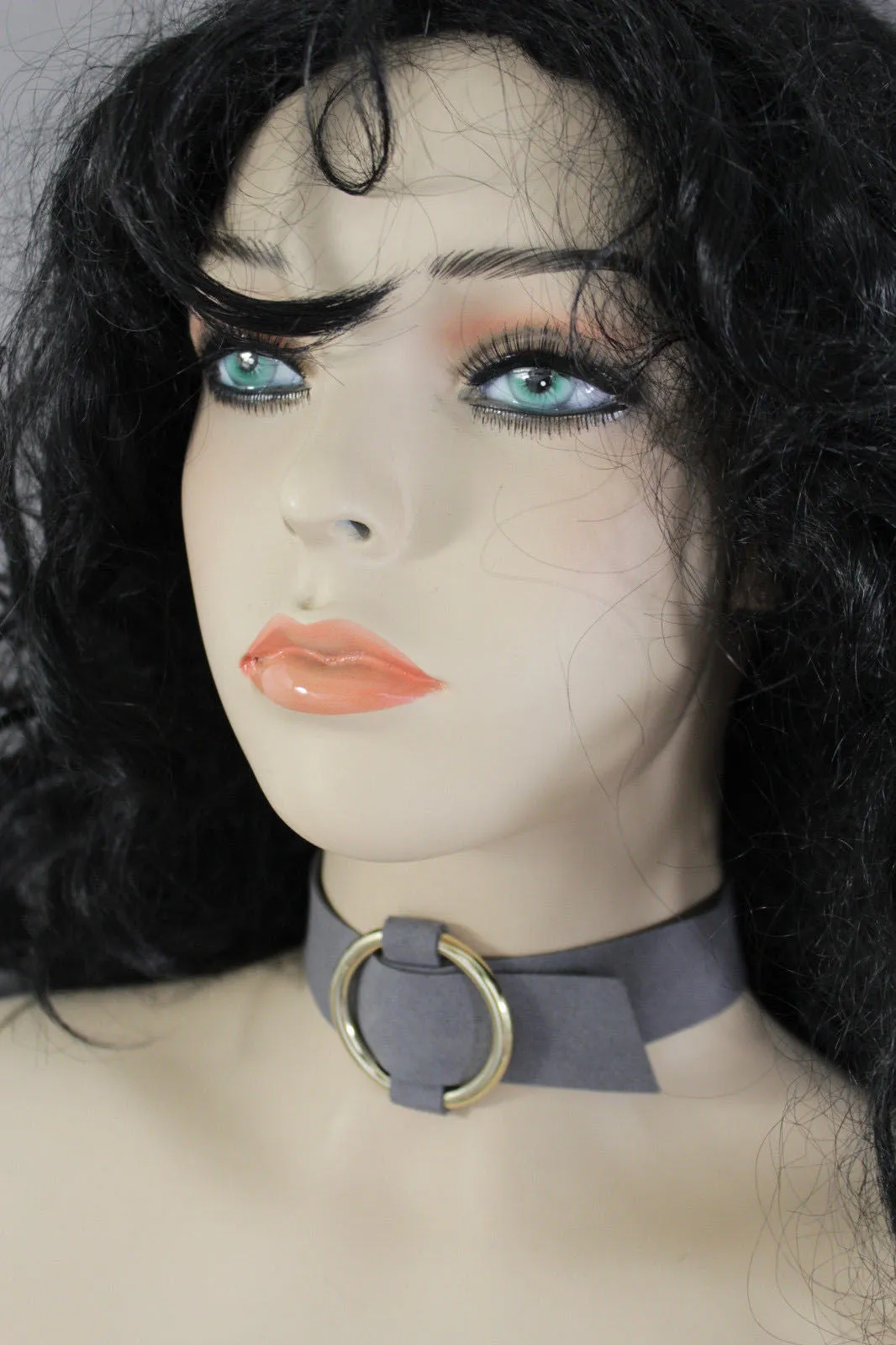 Leather Fabric Choker Necklace Ring