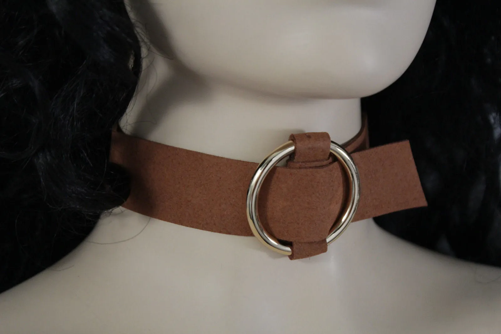 Leather Fabric Choker Necklace Ring