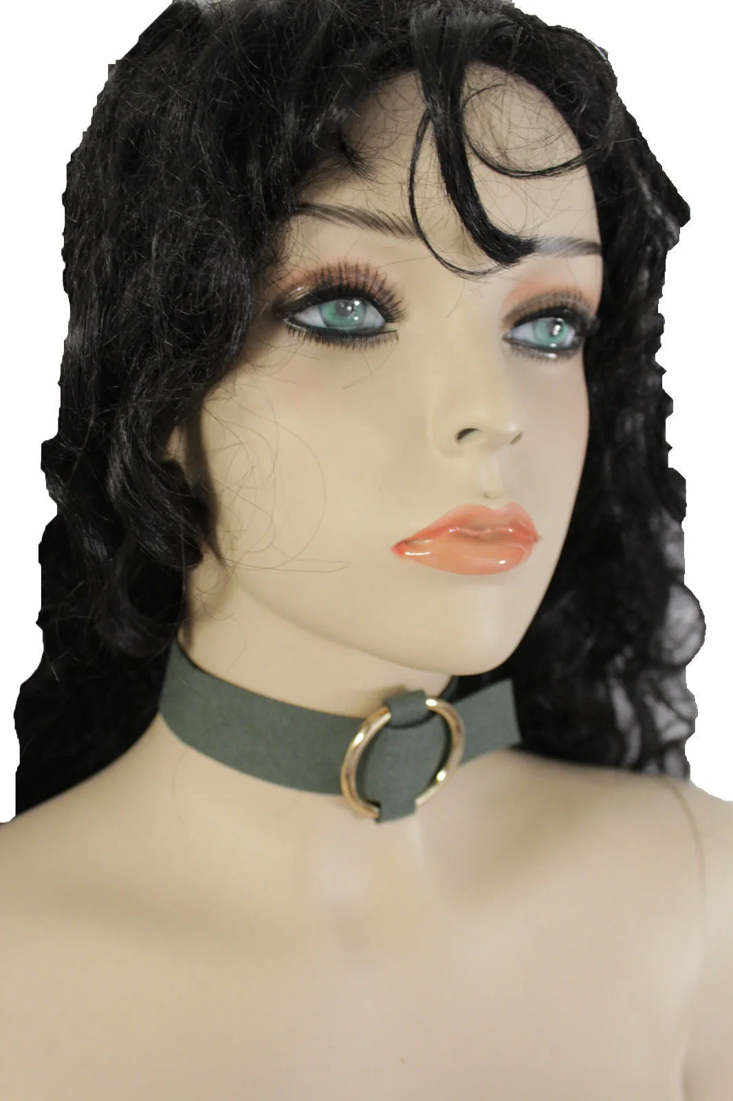 Leather Fabric Choker Necklace Ring