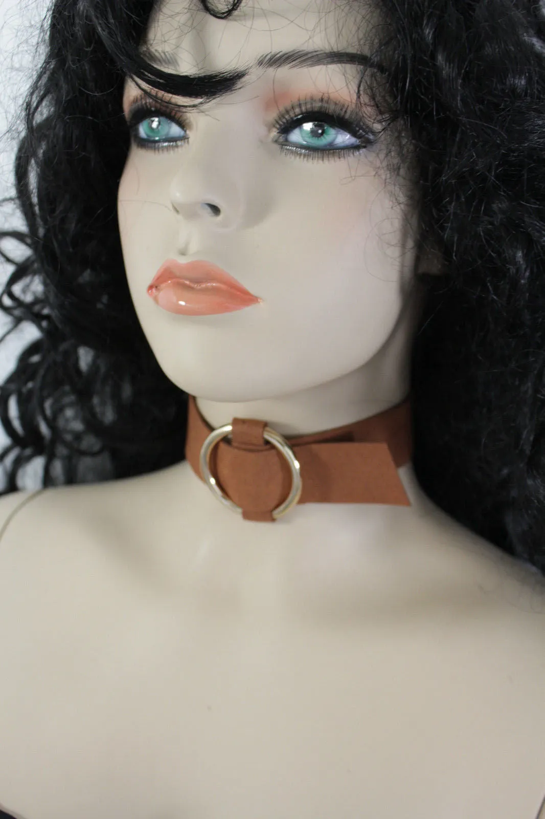 Leather Fabric Choker Necklace Ring