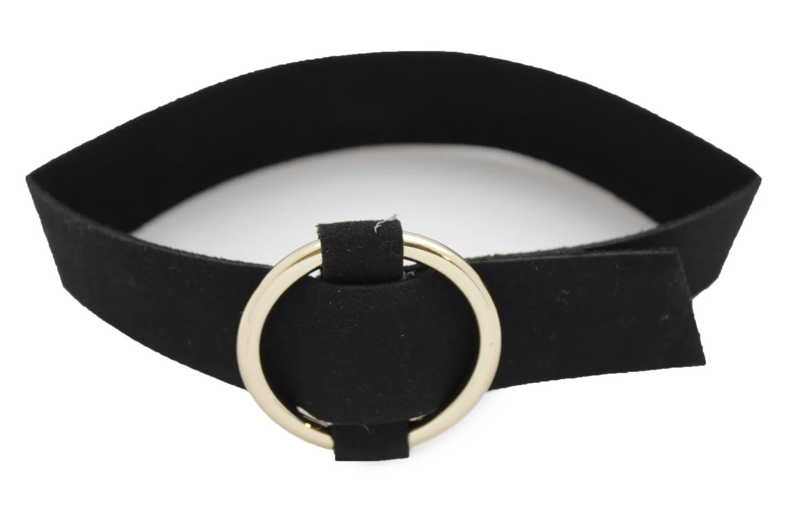 Leather Fabric Choker Necklace Ring