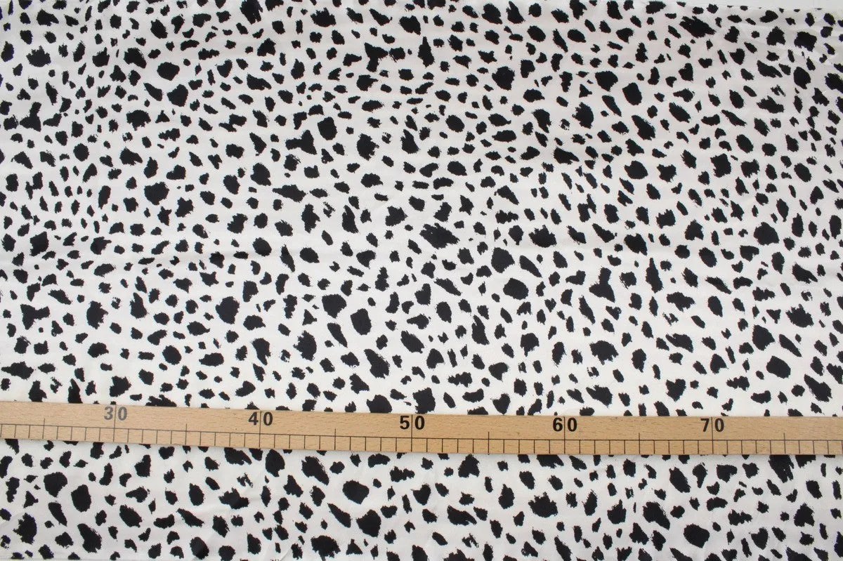 Light-Weight Satin - Black and White Leopard Print