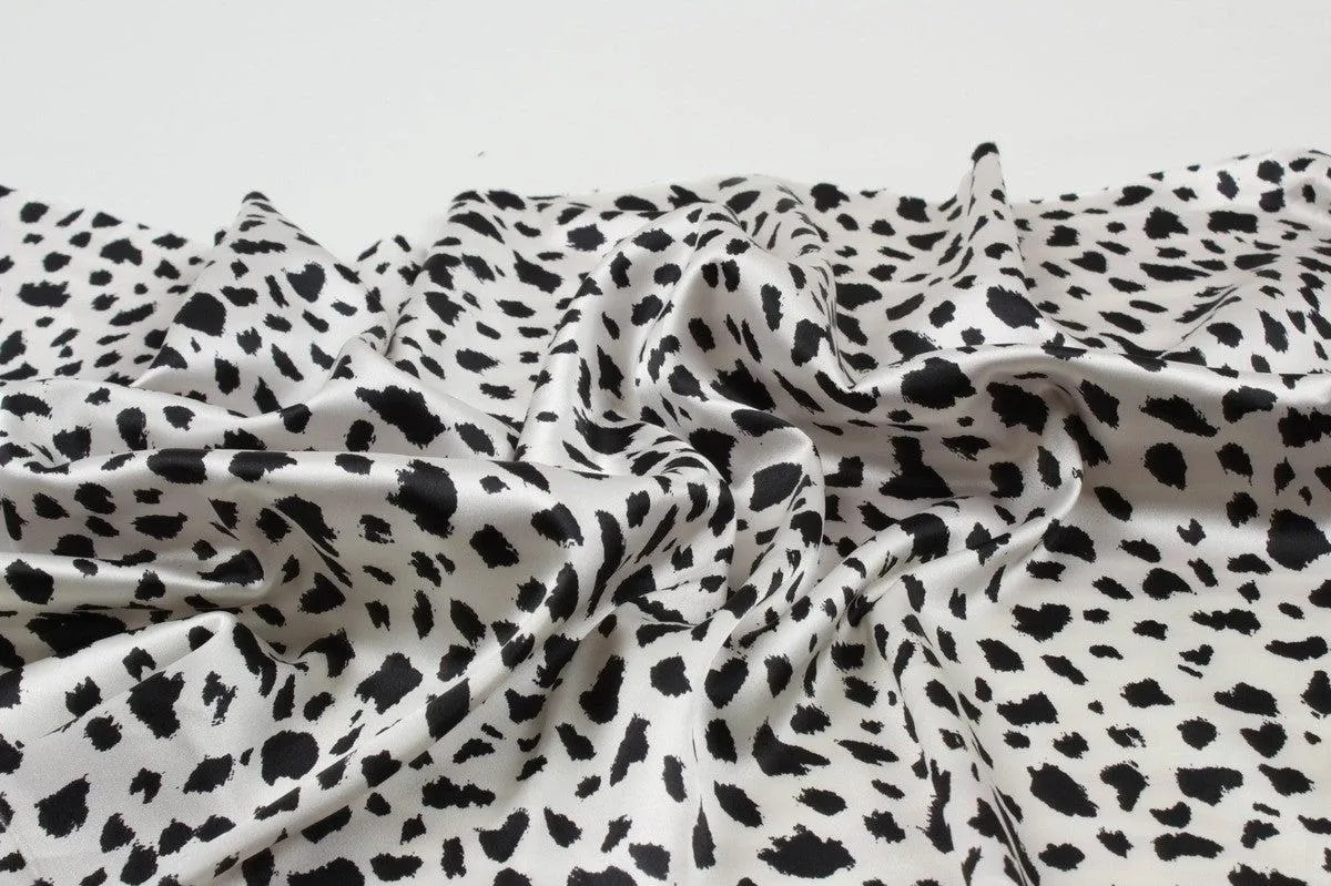 Light-Weight Satin - Black and White Leopard Print