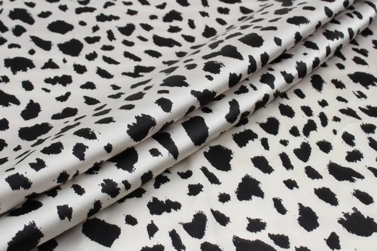 Light-Weight Satin - Black and White Leopard Print