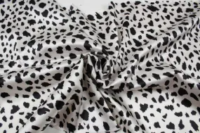 Light-Weight Satin - Black and White Leopard Print