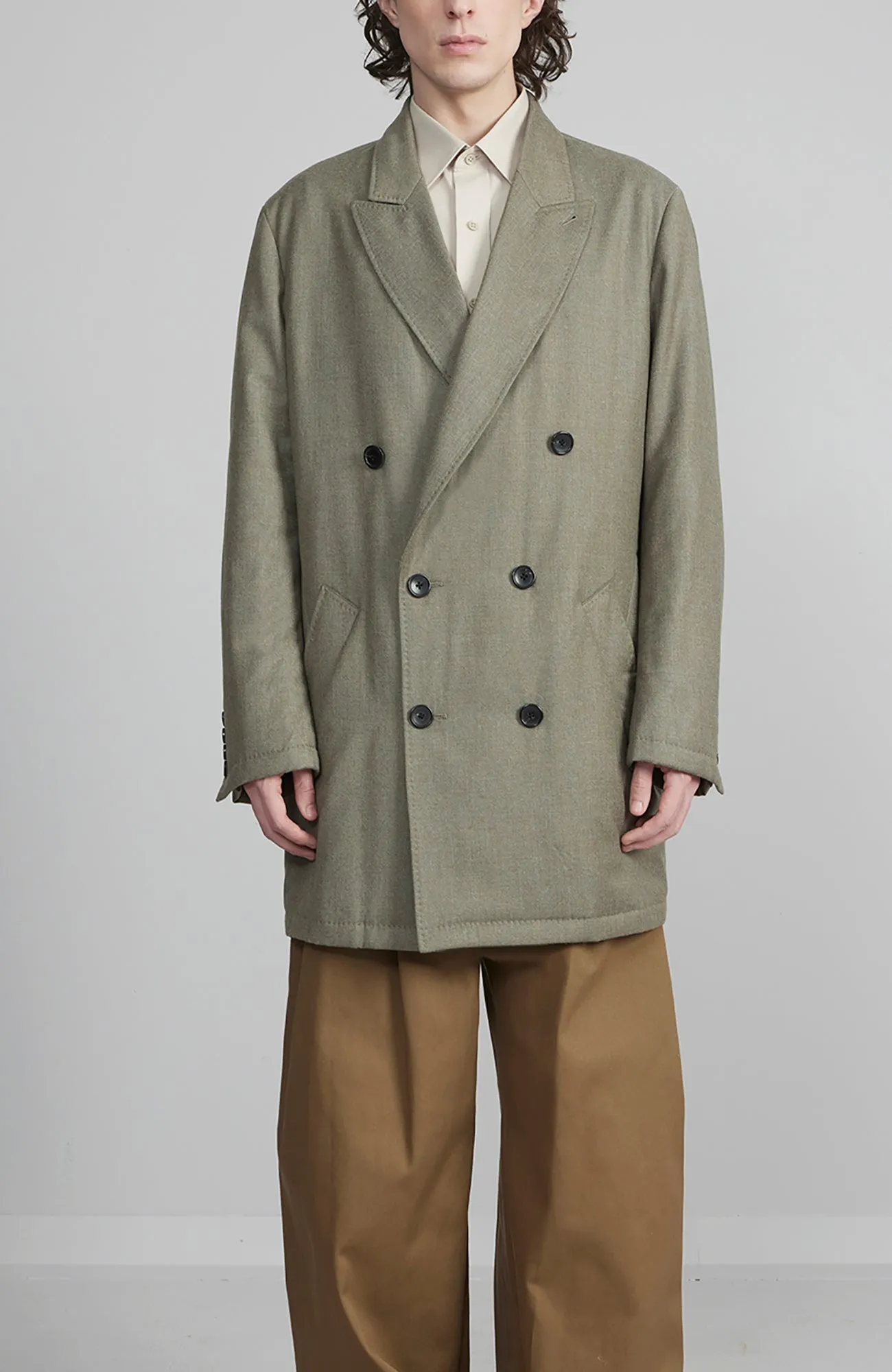 LIMITED EDITION: LOGAN DOUBLE BREAST SAGE TOPCOAT