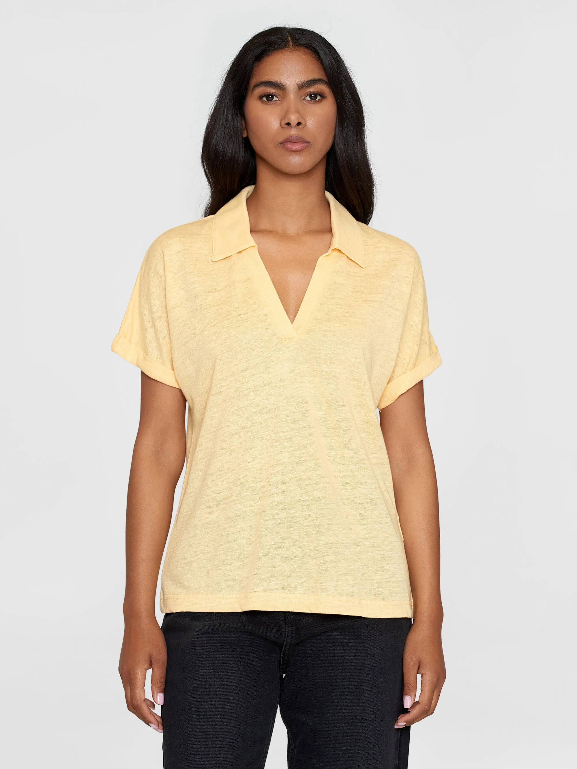 Linen bat sleeve polo - GOTS/Vegan - Impala