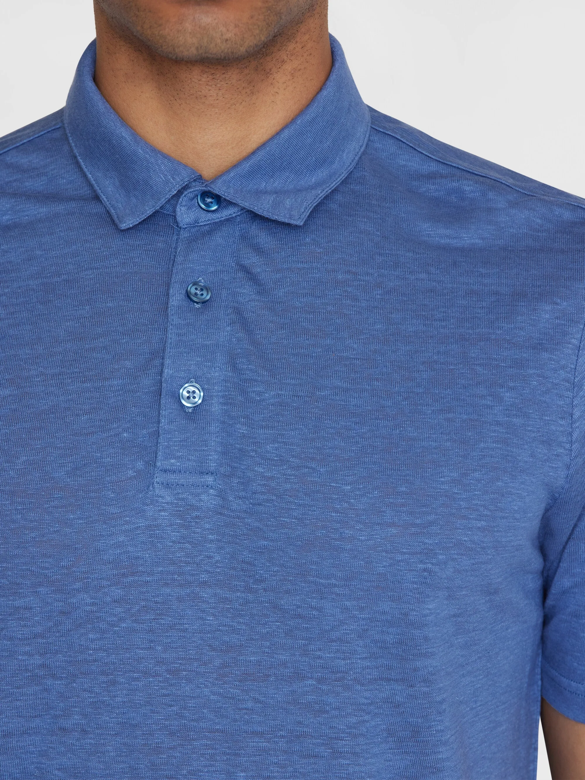 Linen polo - Moonlight Blue