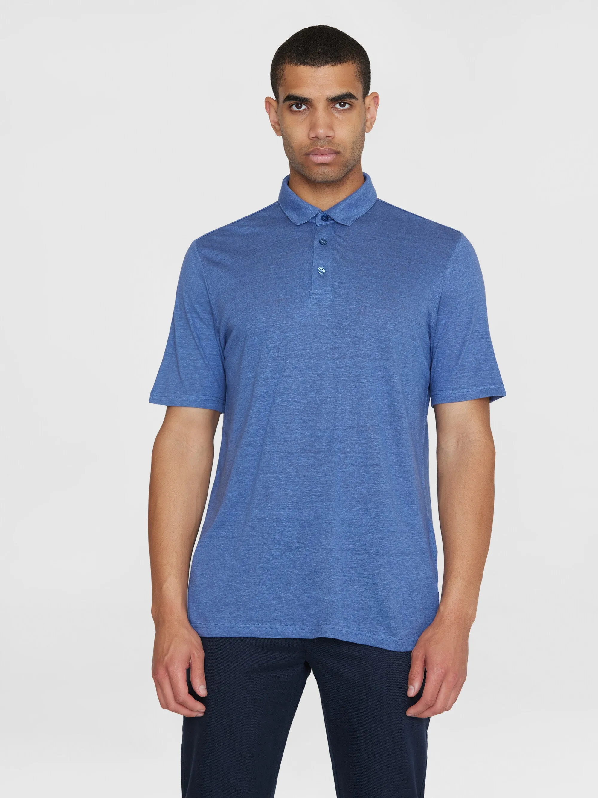 Linen polo - Moonlight Blue