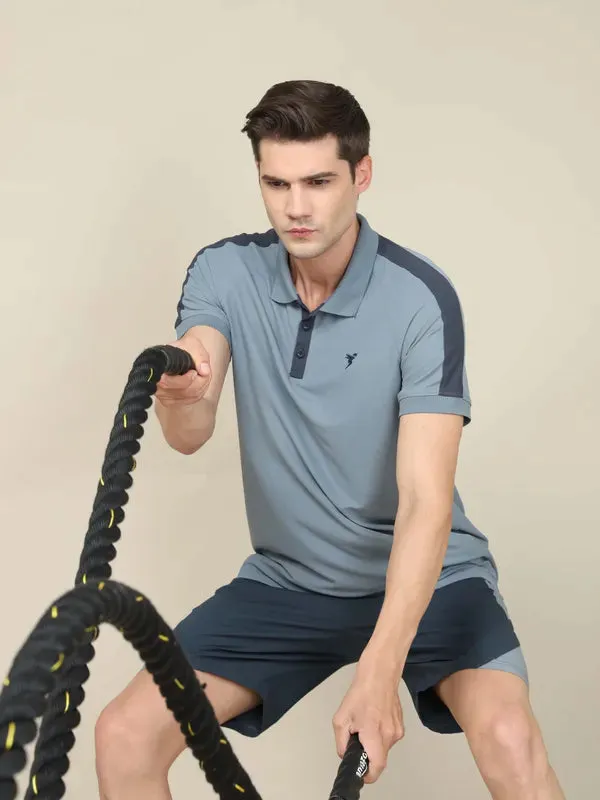 Men Colorblock Slim Fit Polo T-shirt with MATPIQ