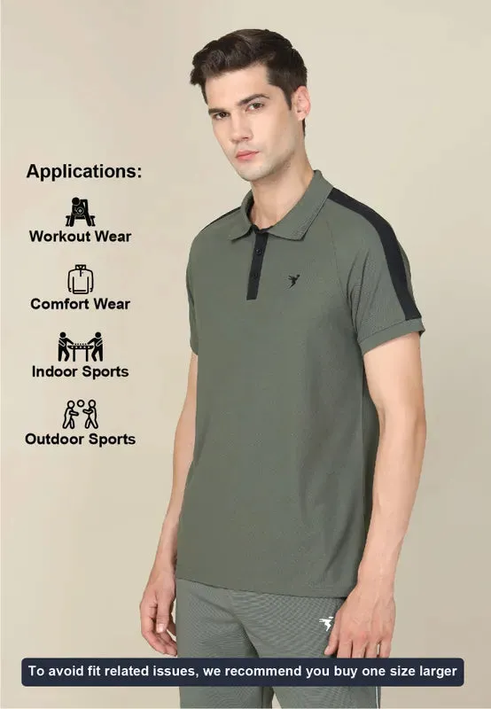 Men Colorblock Slim Fit Polo T-shirt with MATPIQ