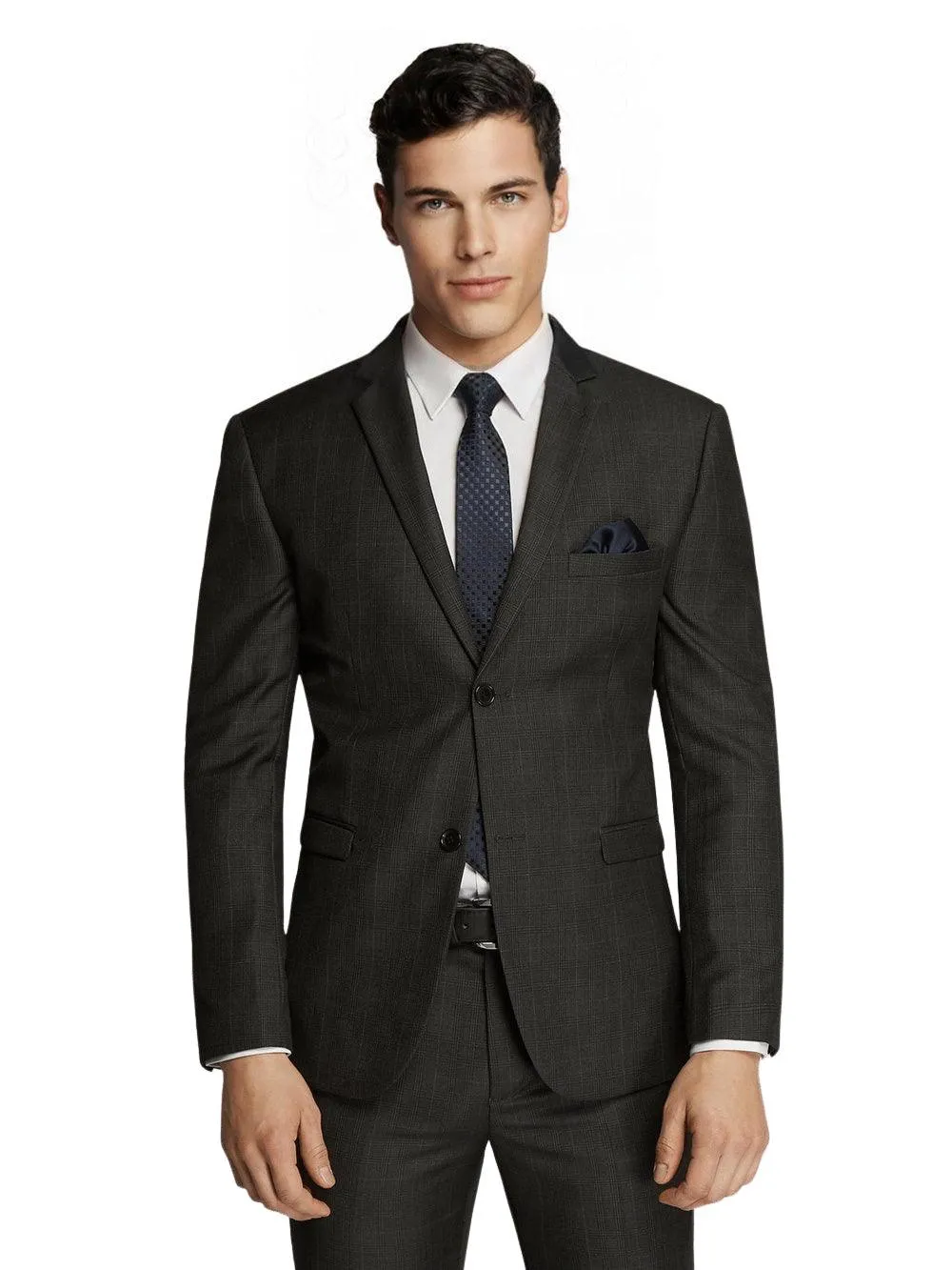 Men’s Charcoal Prince of Wales Check Slim Fit SUIT