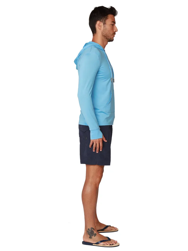 Men's Long Sleeve Hoodie in sky color