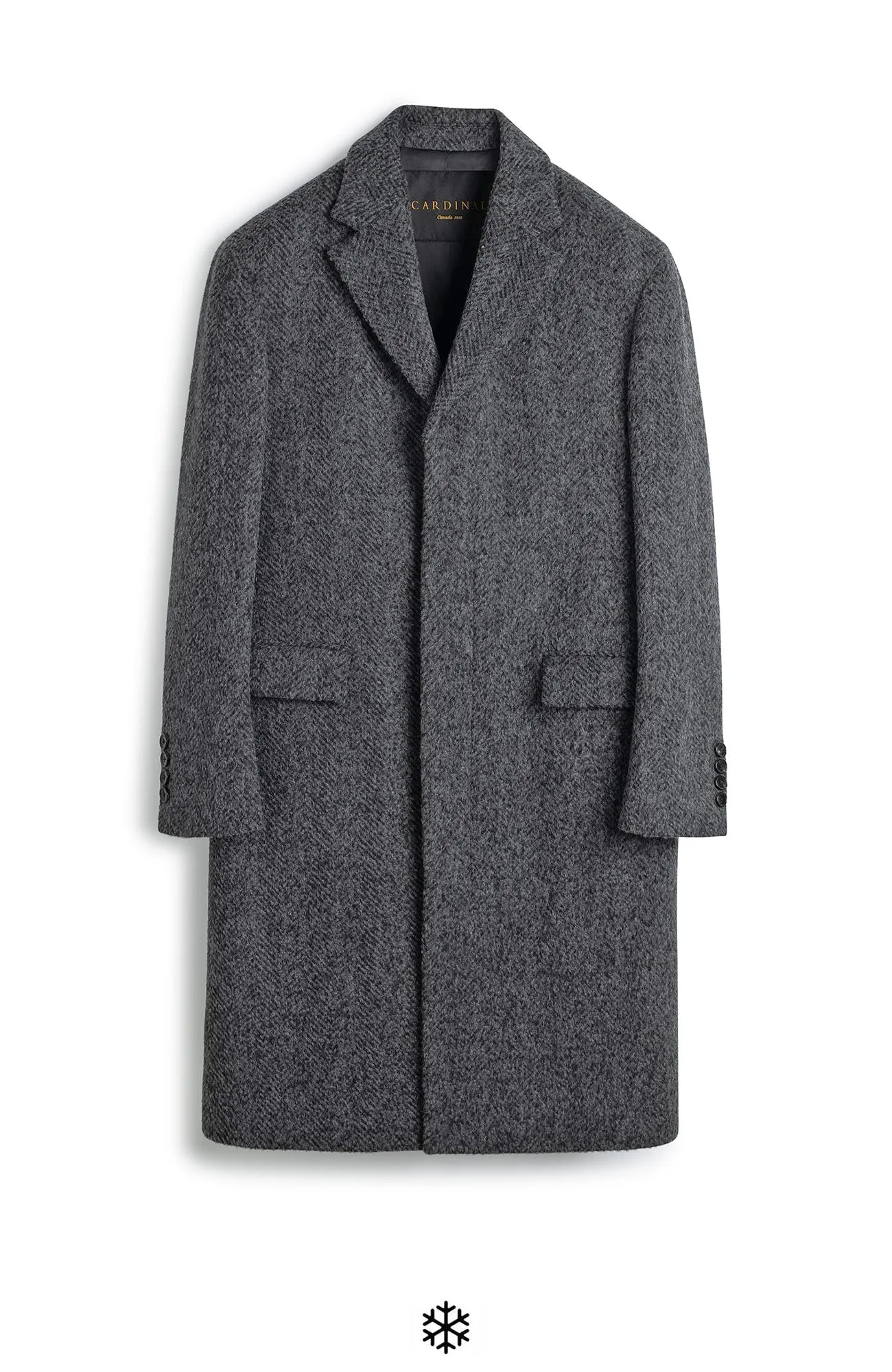 MERCER ALPACA & CASHMERE CHARCOAL HERRINGBONE TOPCOAT