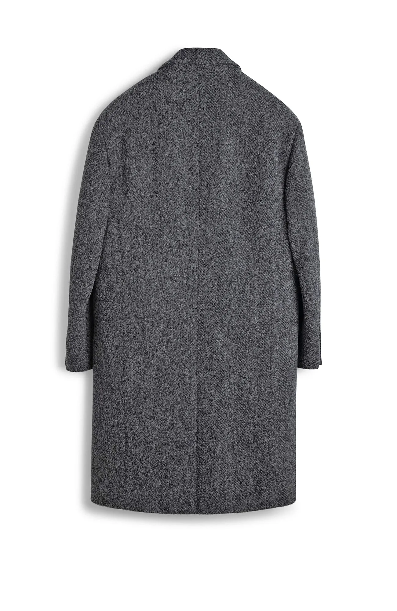 MERCER ALPACA & CASHMERE CHARCOAL HERRINGBONE TOPCOAT