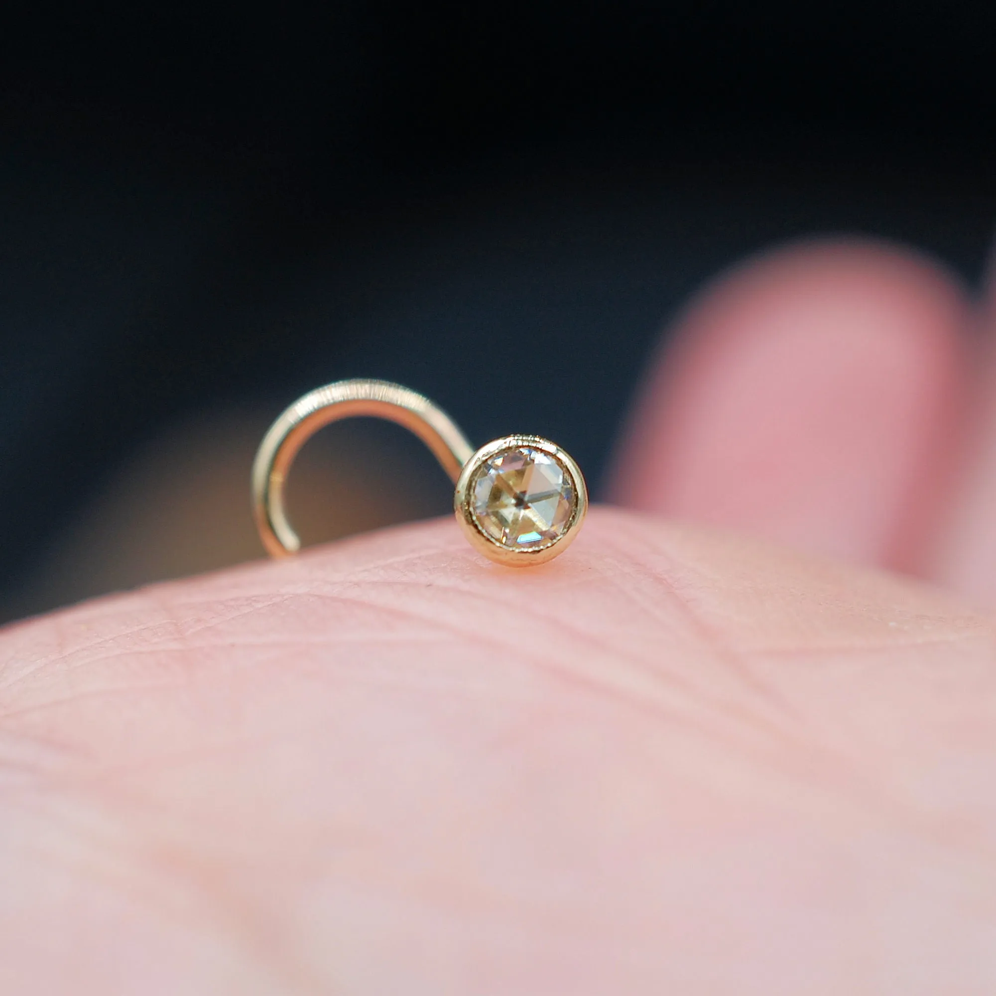 Moissanite & Gold Nose Stud