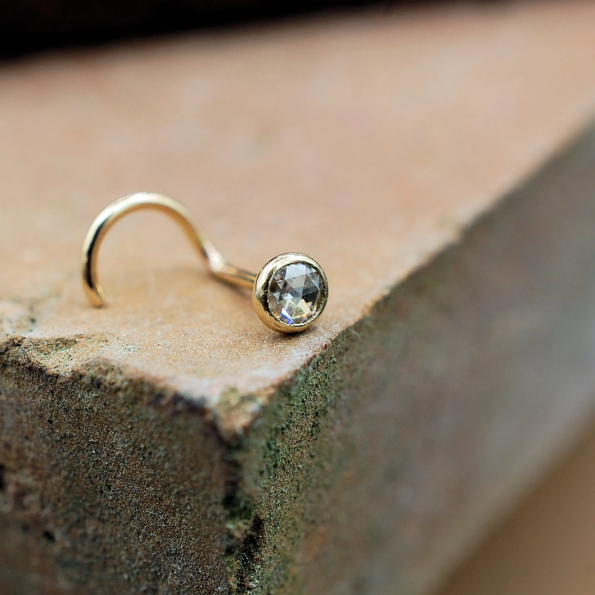 Moissanite & Gold Nose Stud