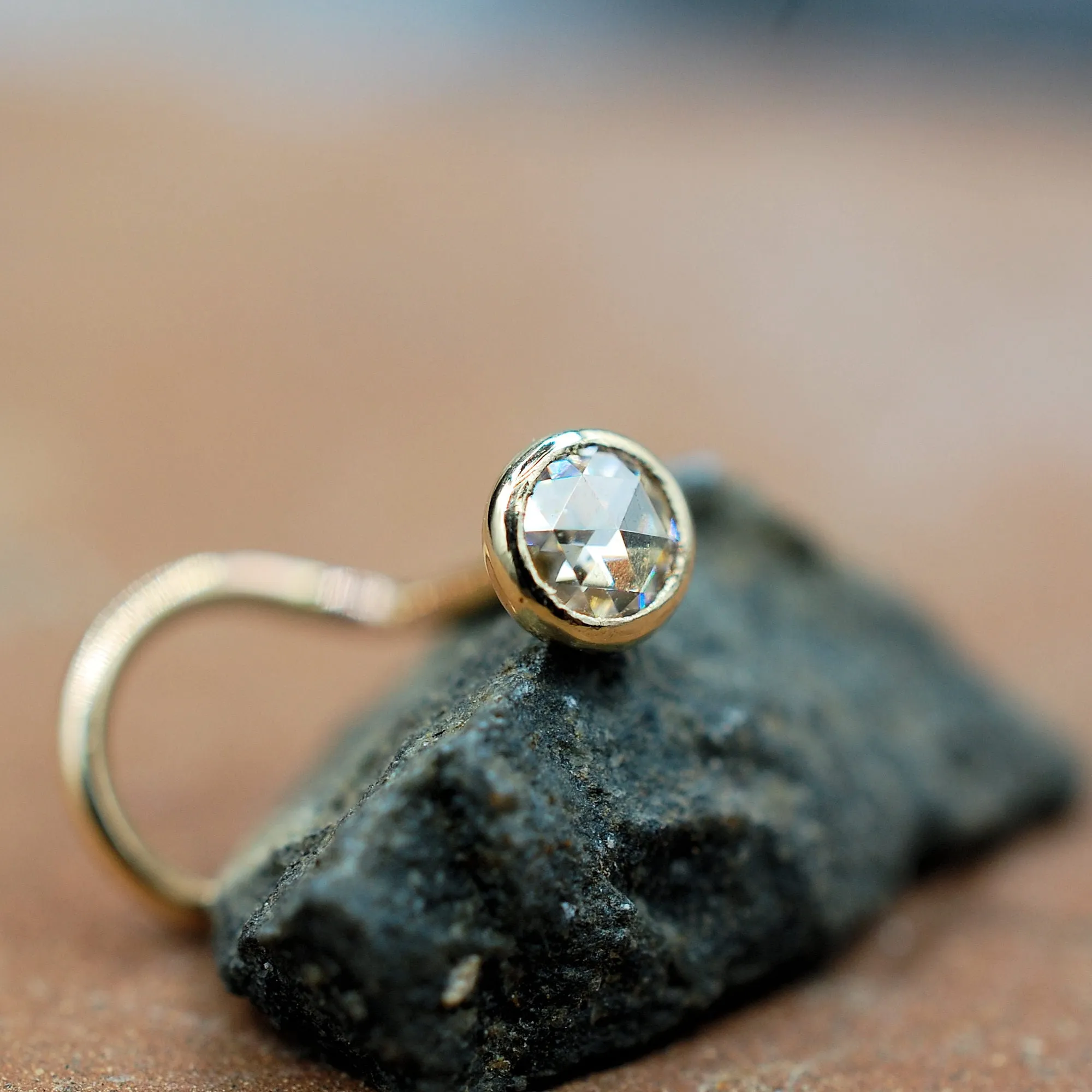 Moissanite & Gold Nose Stud