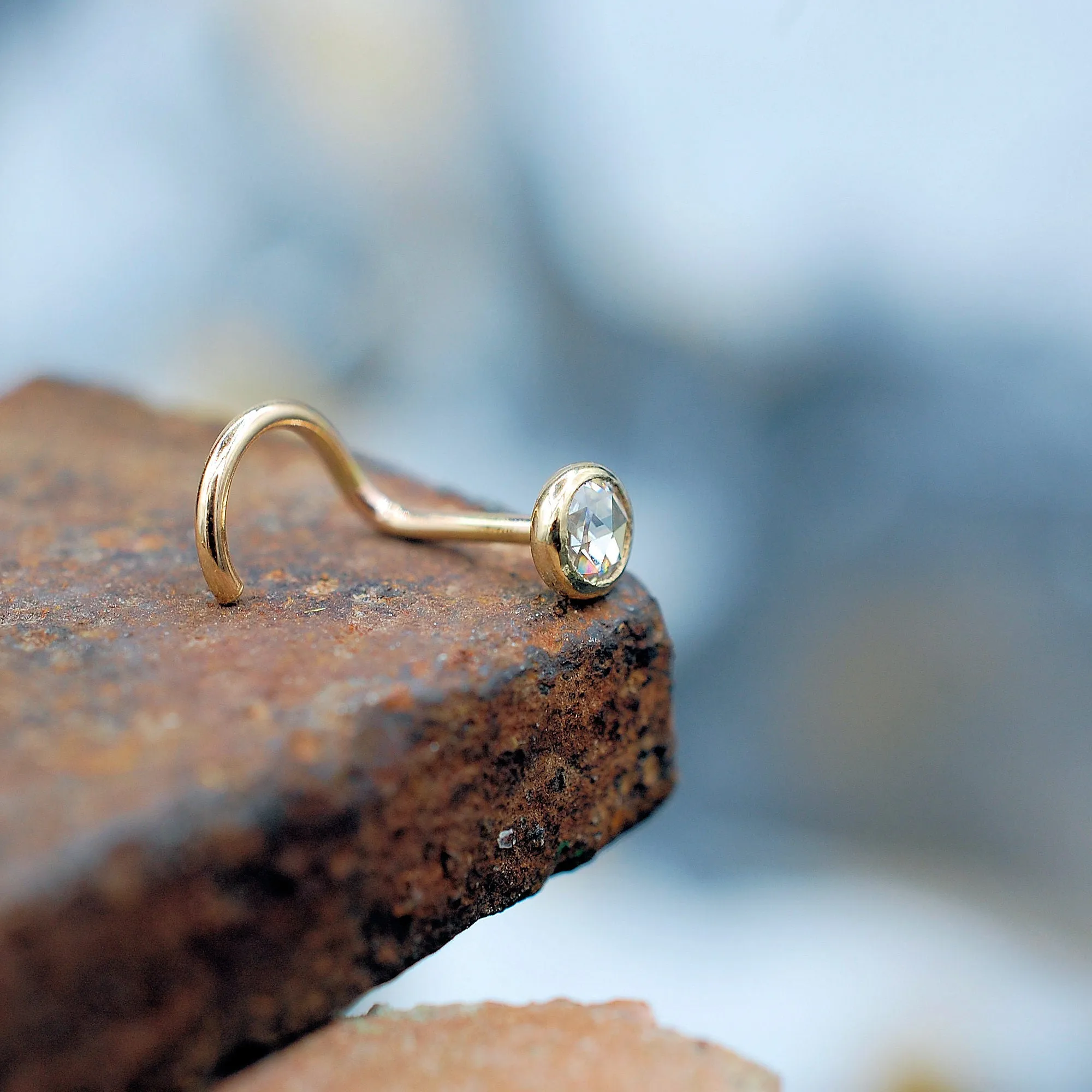 Moissanite & Gold Nose Stud