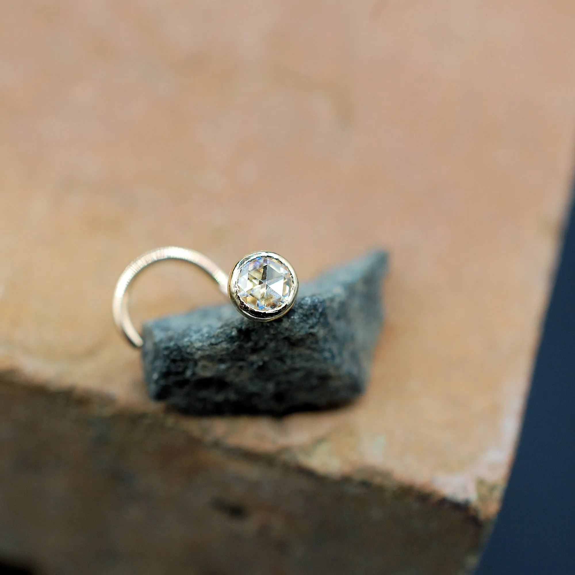 Moissanite & Gold Nose Stud