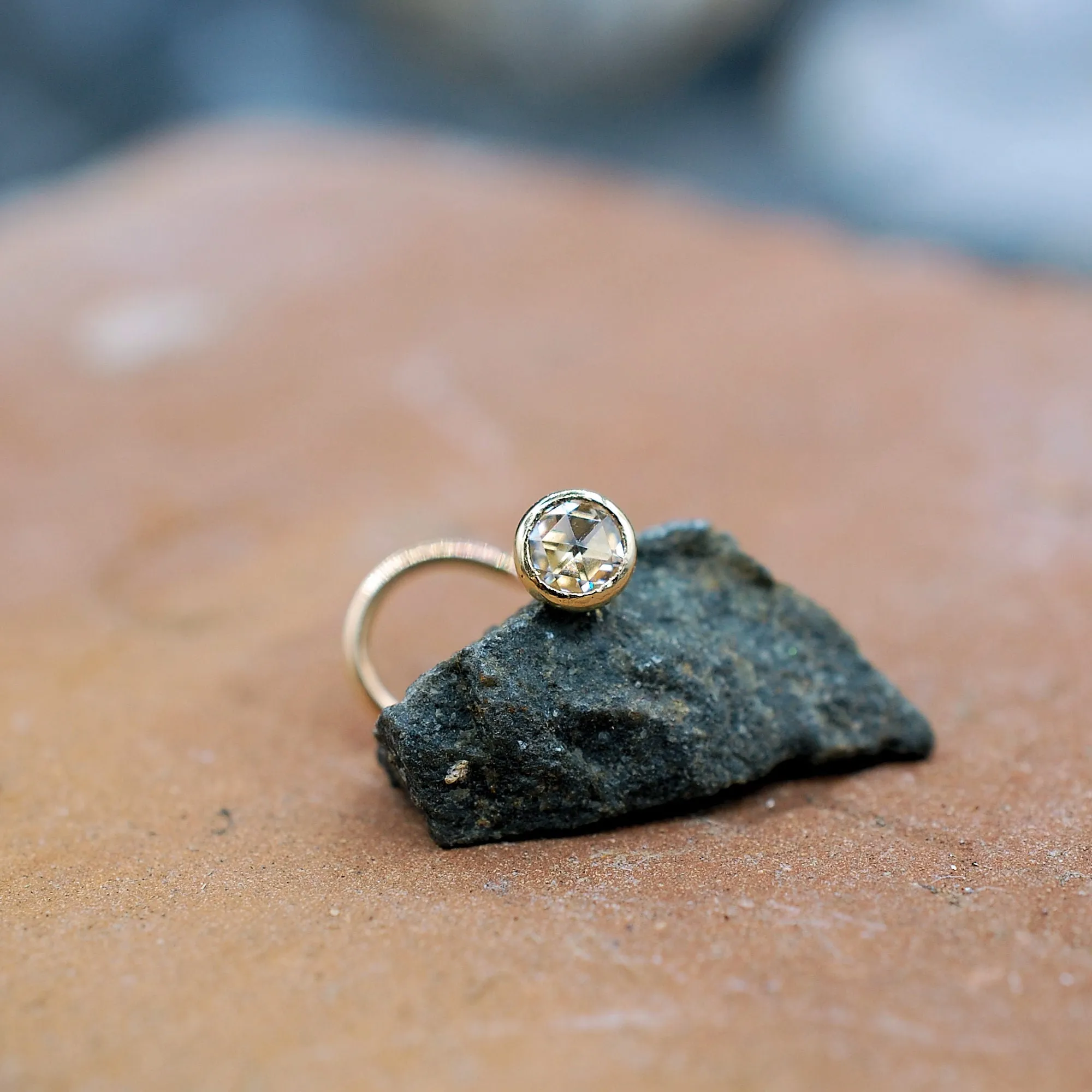 Moissanite & Gold Nose Stud