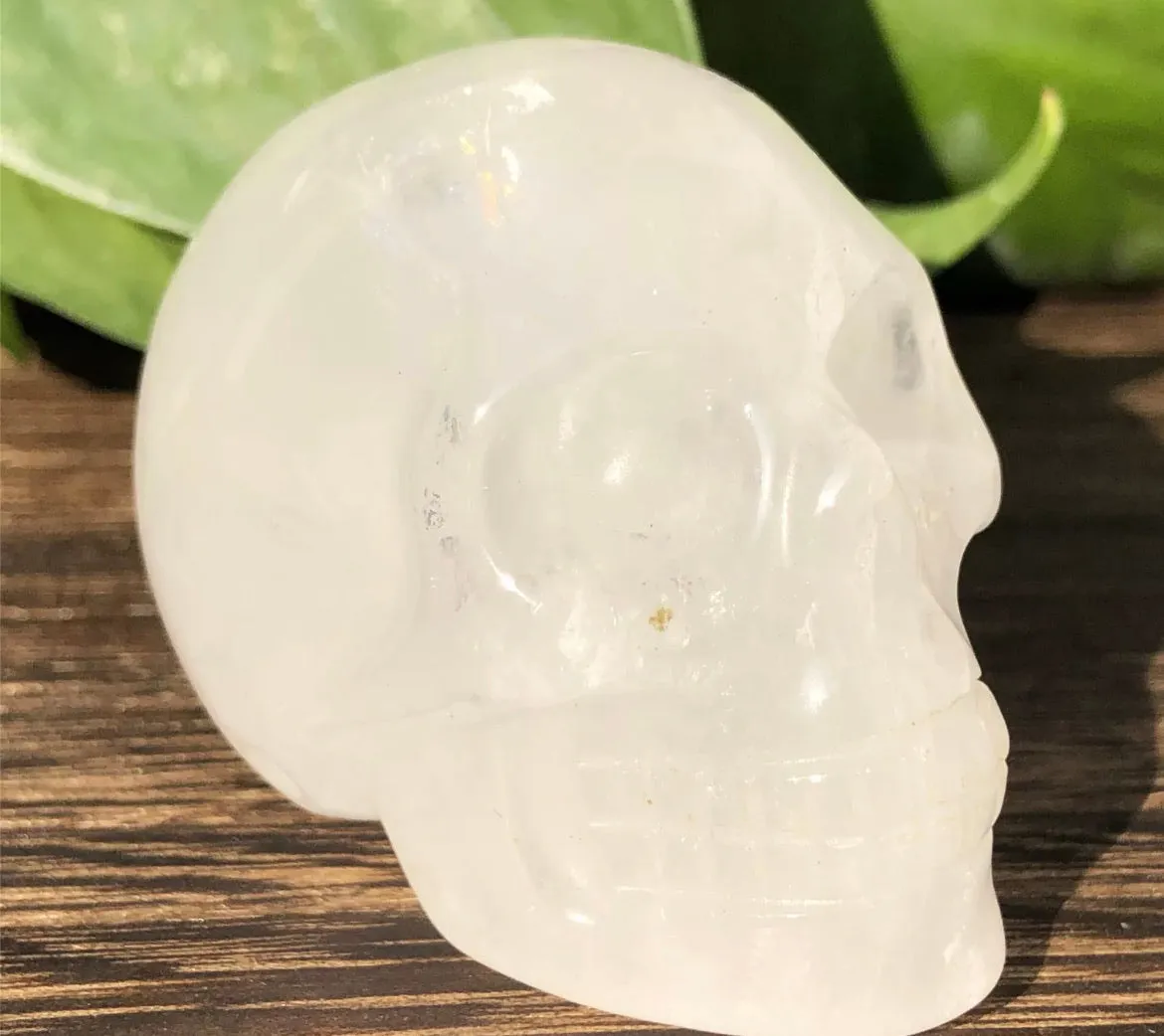 Natural Clear Quartz gemstone Skull