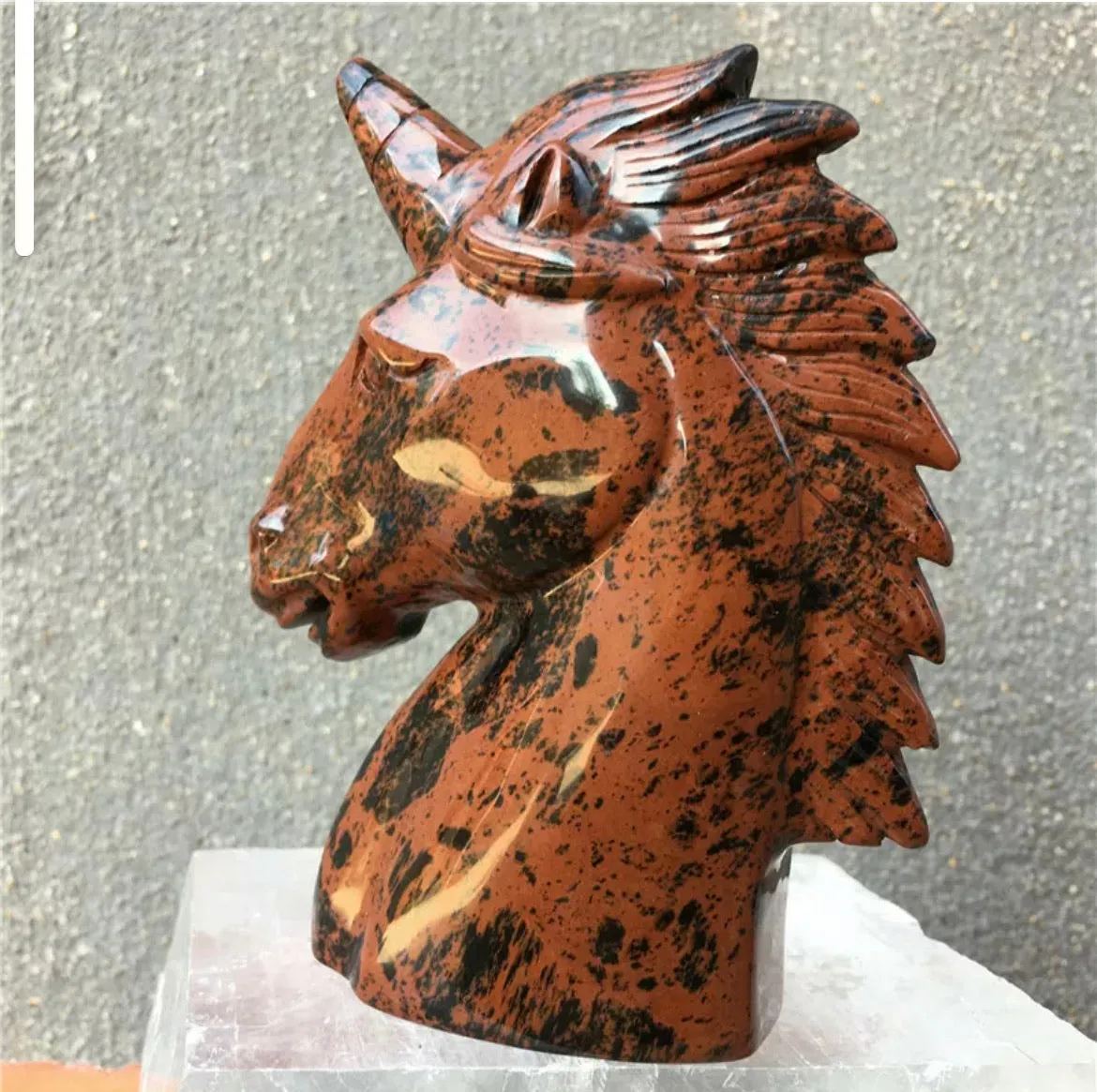 Natural red Mahogany Obsidian gemstone unicorn