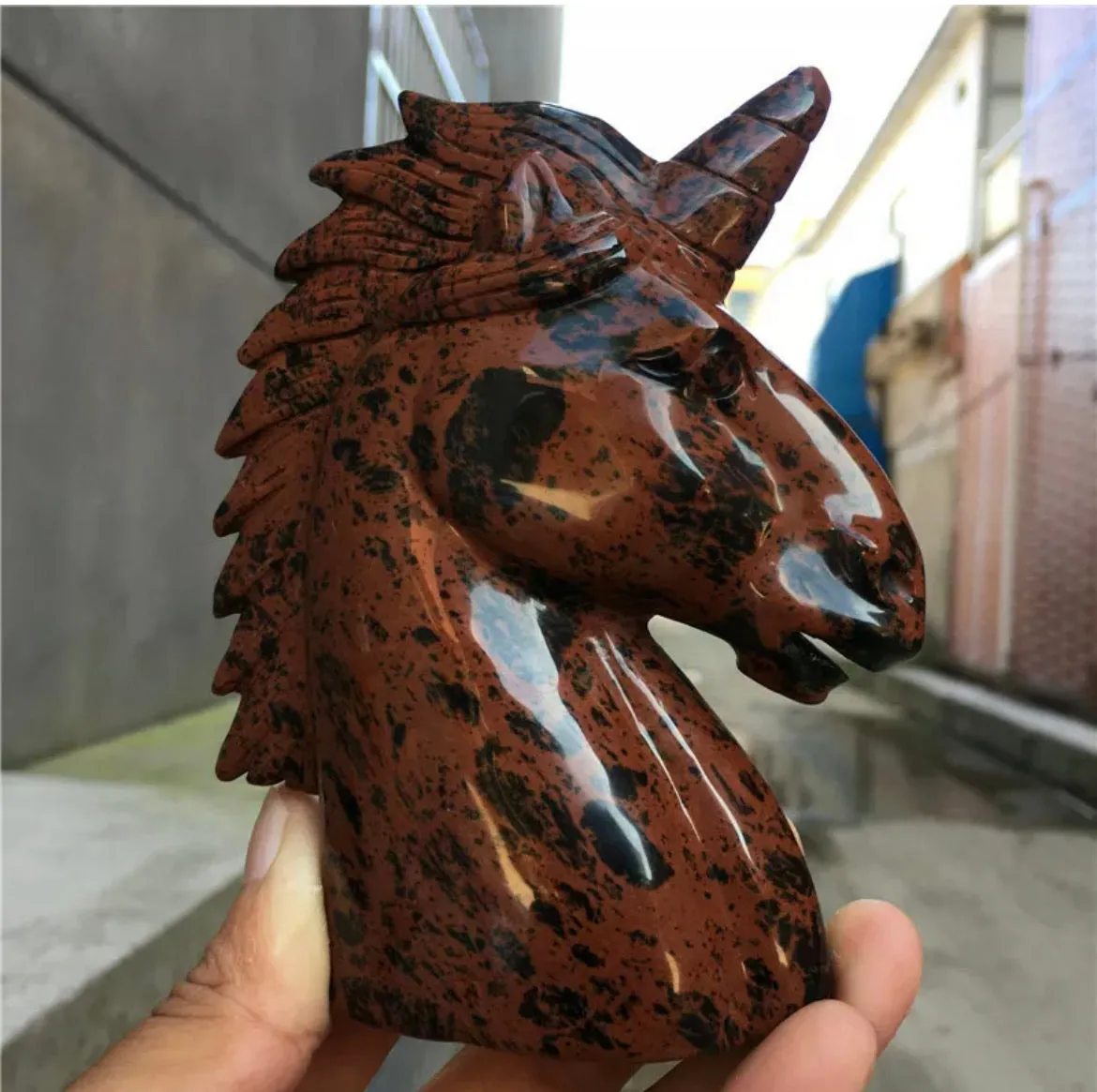 Natural red Mahogany Obsidian gemstone unicorn