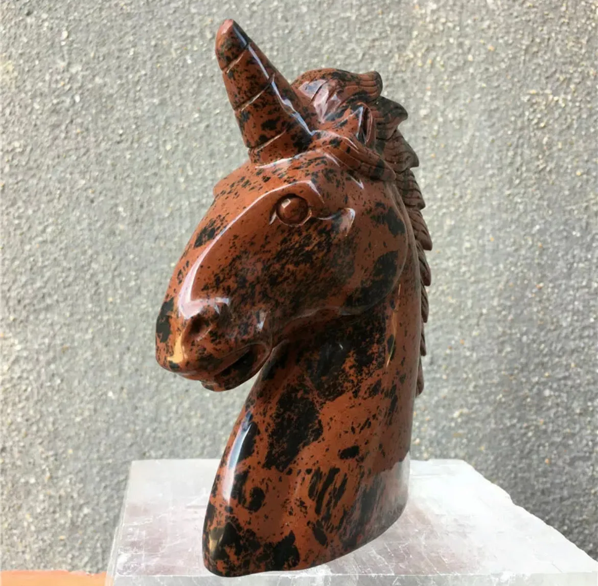 Natural red Mahogany Obsidian gemstone unicorn